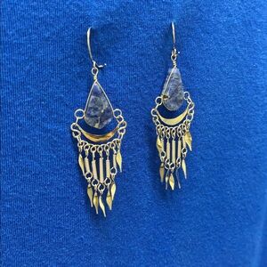 Elegant Gold and Blue Dangle Earrings